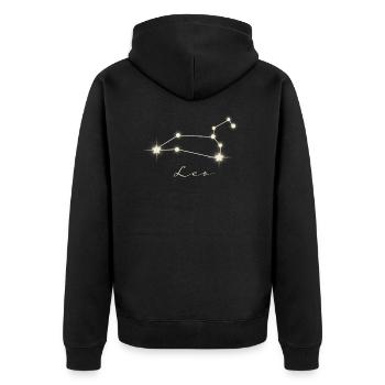 Sternzeichen Löwe - Unisex Premium Bio Zip Hoodie - Schwarz - Hinten - Nico (187cm)