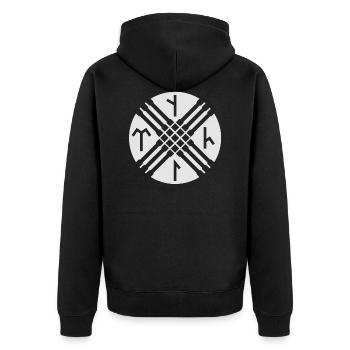 Turk Tengri - Unisex Premium Bio Zip Hoodie - Schwarz - Hinten - Nico (187cm)
