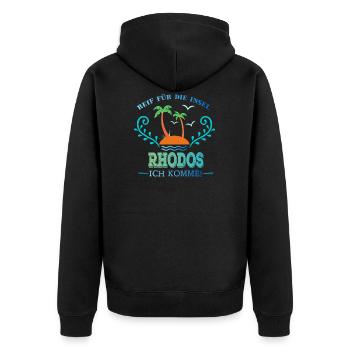 Urlaub – Shirt Familienurlaub Rhodos Geschenk - Unisex Premium Bio Zip Hoodie - Schwarz - Hinten - Nico (187cm)