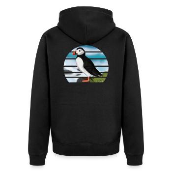 Illustration de conception d'oiseau macareux moine peint - Veste à capuche bio Premium Unisexe - noir - Dos - Nico (187cm)