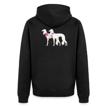 Deux salukis vives - Veste à capuche bio Premium Unisexe - noir - Dos - Nico (187cm)