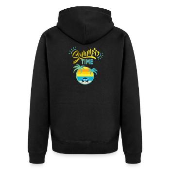 Urlaub – Shirt Strandurlaub Mädelstrip Geschenk - Unisex Premium Bio Zip Hoodie - Schwarz - Hinten - Nico (187cm)