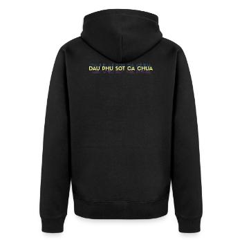 Essen aus Vietnam - Unisex Premium Bio Zip Hoodie - Schwarz - Hinten - Nico (187cm)