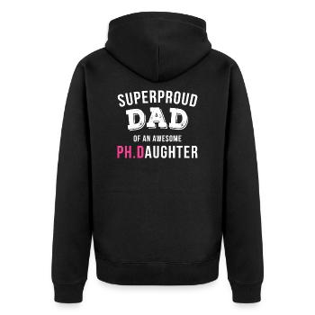 Super-père papa de génial phd fille cadeau - Veste à capuche bio Premium Unisexe - noir - Dos - Nico (187cm)