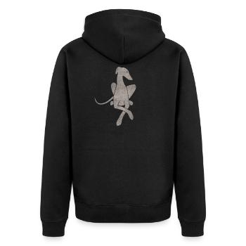 Greyhound couché gris clair - Veste à capuche bio Premium Unisexe - noir - Dos - Nico (187cm)