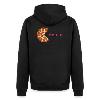 Pizza mange du salami - Veste à capuche bio Premium Unisexe - noir - Dos - Nico (187cm)