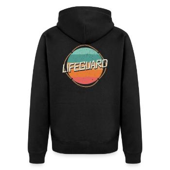 Rettungsschwimmer retro vintage Rettungsring - Unisex Premium Bio Zip Hoodie - Schwarz - Hinten - Nico (187cm)