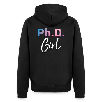Phd Girl Phd Abschluss Geschenk - Unisex Premium Bio Zip Hoodie - Schwarz - Hinten - Nico (187cm)