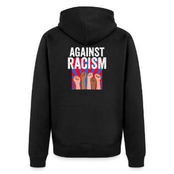 Gegen Rassismus Antifa Antifaschist Links Geschenk - Unisex Premium Bio Zip Hoodie - Schwarz - Hinten - Nico (187cm)