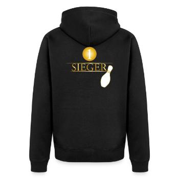 Kegeln Bowling Sieger Geschenk Bewegung Trophäe - Unisex Premium Bio Zip Hoodie - Schwarz - Hinten - Nico (187cm)