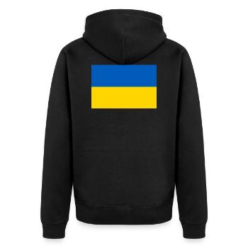 Ukraine Flagge - Unisex Premium Bio Zip Hoodie - Schwarz - Hinten - Nico (187cm)