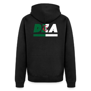 Algerien Fahne Flagge DZA - Unisex Premium Bio Zip Hoodie - Schwarz - Hinten - Nico (187cm)