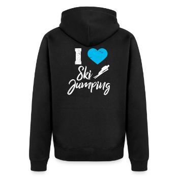 Ski Jumping Ski Jumper Ski Jumping Gift - Unisex Premium Organic Zip Hoodie - black - Back - Nico (187cm)