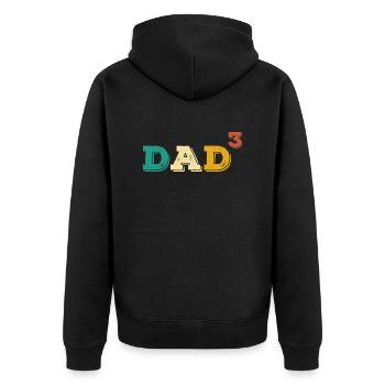 Dad hoch drei Geschenk - Unisex Premium Bio Zip Hoodie - Schwarz - Hinten - Nico (187cm)