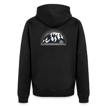 Grimming - Unisex Premium Bio Zip Hoodie - Schwarz - Hinten - Nico (187cm)