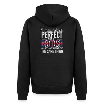 british - Unisex Premium Bio Zip Hoodie - Schwarz - Hinten - Nico (187cm)