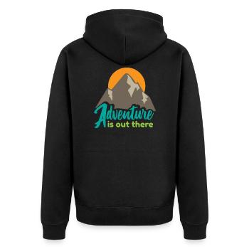 Wildnis Adventure Is Out There Berg Wald Geschenk - Unisex Premium Bio Zip Hoodie - Schwarz - Hinten - Nico (187cm)