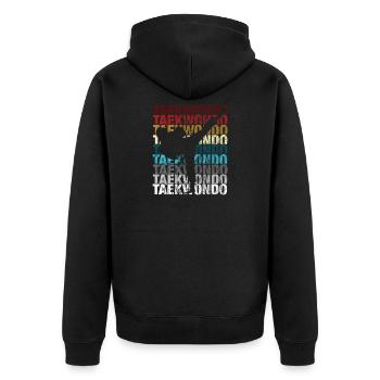 Taekwondo Geschenk - Unisex Premium Bio Zip Hoodie - Schwarz - Hinten - Nico (187cm)
