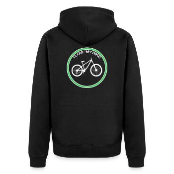 Fahrrad - Unisex Premium Bio Zip Hoodie - Schwarz - Hinten - Nico (187cm)
