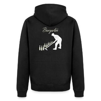 Bier Garten lustiger Garten Spruch Geschenkidee - Unisex Premium Bio Zip Hoodie - Schwarz - Hinten - Nico (187cm)