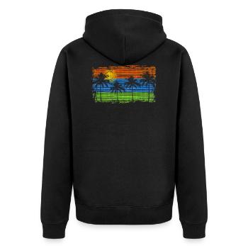 Palms & Stripes - Unisex Premium Organic Zip Hoodie - black - Back - Nico (187cm)