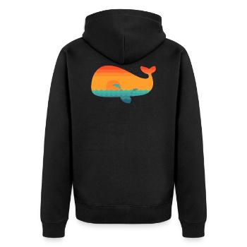 Whale (sun) - Unisex Premium Organic Zip Hoodie - black - Back - Nico (187cm)