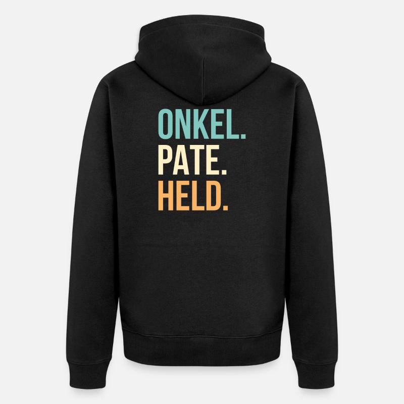 Onkel Pate Held Geschenk - Unisex Premium Bio Zip Hoodie - Schwarz