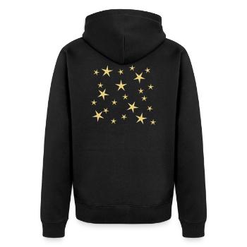 Sternennacht - Unisex Premium Bio Zip Hoodie - Schwarz - Hinten - Nico (187cm)