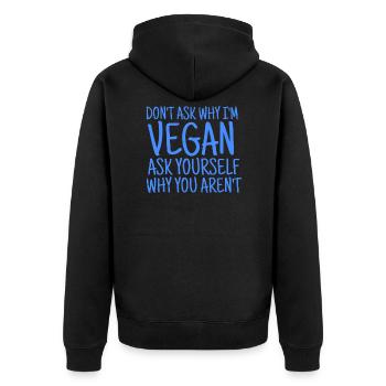 VEGAN VEGANER - Unisex Premium Bio Zip Hoodie - Schwarz - Hinten - Nico (187cm)