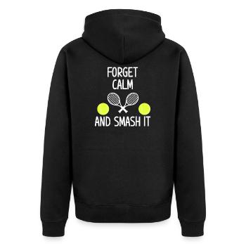 Funny tennis saying | Tennis player gifts - Unisex Premium Organic Zip Hoodie - black - Back - Nico (187cm)