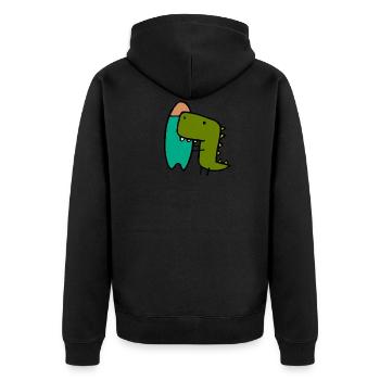 Trex Dino Surfen Suess - Unisex Premium Bio Zip Hoodie - Schwarz - Hinten - Nico (187cm)