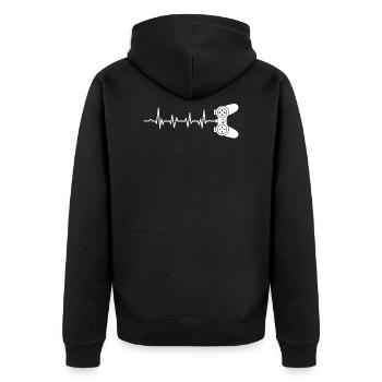 Heartbeat gamer gamers - Unisex Premium Organic Zip Hoodie - black - Back - Nico (187cm)