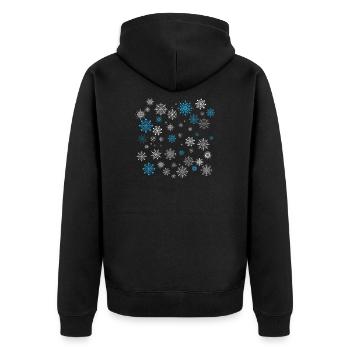 Schneeflocken - Unisex Premium Bio Zip Hoodie - Schwarz - Hinten - Nico (187cm)
