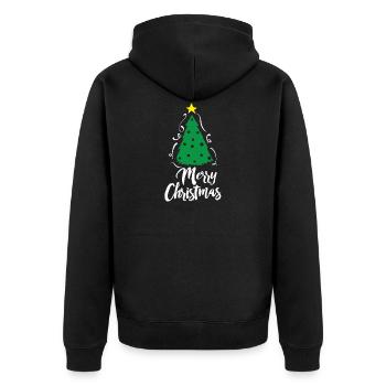 Christmas tree Merry Christmas - Unisex Premium Organic Zip Hoodie - black - Back - Nico (187cm)