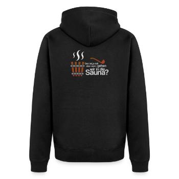 Saunaliebhaber Sauna - Unisex Premium Bio Zip Hoodie - Schwarz - Hinten - Nico (187cm)