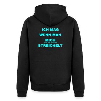 Sex Sprüche - Unisex Premium Bio Zip Hoodie - Schwarz - Hinten - Nico (187cm)