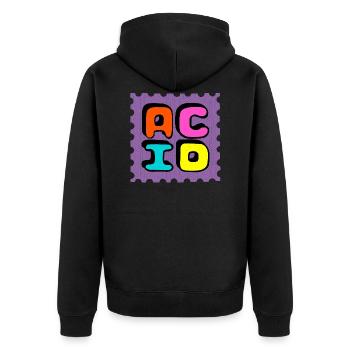 ACID LSD stamp - Unisex Premium Organic Zip Hoodie - black - Back - Nico (187cm)