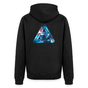 Unmögliches Dreieck, Optische Illusion, Galaxy - Unisex Premium Bio Zip Hoodie - Schwarz - Hinten - Nico (187cm)