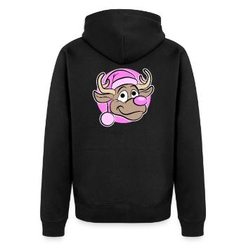 Weihnachten in Pink - Rentier in Pink - Unisex Premium Bio Zip Hoodie - Schwarz - Hinten - Nico (187cm)