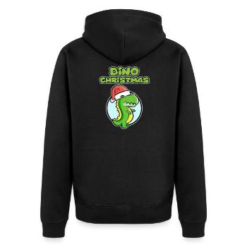 Dinosaurier Shirt für Weihnachten - Dino Christmas - Unisex Premium Bio Zip Hoodie - Schwarz - Hinten - Nico (187cm)