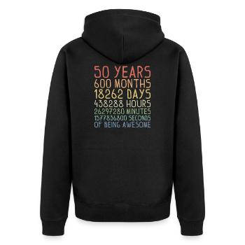50 Years of being Awesome Geburtstag Geschenk - Unisex Premium Bio Zip Hoodie - Schwarz - Hinten - Nico (187cm)