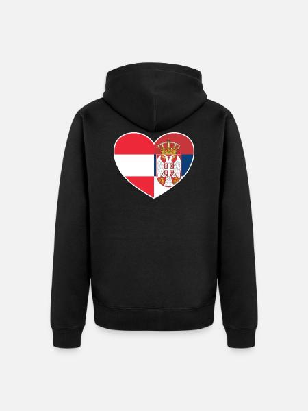 Austria - Serbia - heart - Unisex Premium Organic Zip Hoodie - black