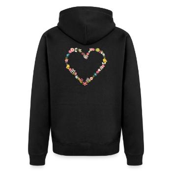 flower_power_heart - Veste à capuche bio Premium Unisexe - noir - Dos - Nico (187cm)