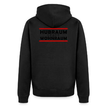 Hubraum statt Wohnraum - Unisex Premium Bio Zip Hoodie - Schwarz - Hinten - Nico (187cm)