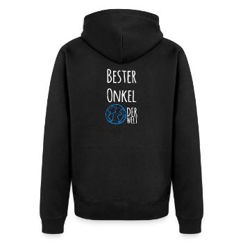 Bester Onkel - Unisex Premium Bio Zip Hoodie - Schwarz - Hinten - Nico (187cm)