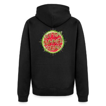 Summer Feeling (Melone) - Unisex Premium Bio Zip Hoodie - Schwarz - Hinten - Nico (187cm)