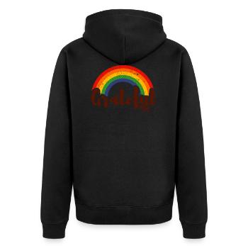 dankbarer Regenbogen LGBT - Unisex Premium Bio Zip Hoodie - Schwarz - Hinten - Nico (187cm)