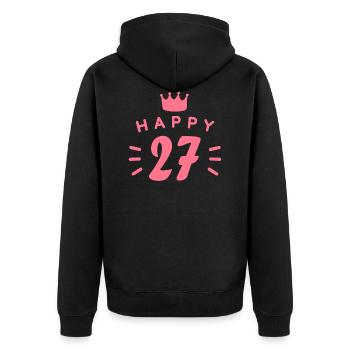 27. Geburtstag 27 Jahre alt Happy Birthday Spruch - Unisex Premium Bio Zip Hoodie - Schwarz - Hinten - Nico (187cm)