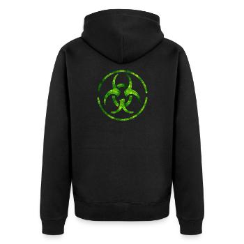 Radioactivity - Unisex Premium Organic Zip Hoodie - black - Back - Nico (187cm)