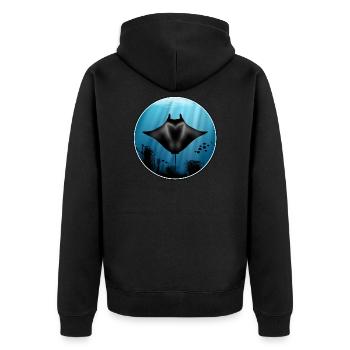 Raies manta et poissons - Veste à capuche bio Premium Unisexe - noir - Dos - Nico (187cm)